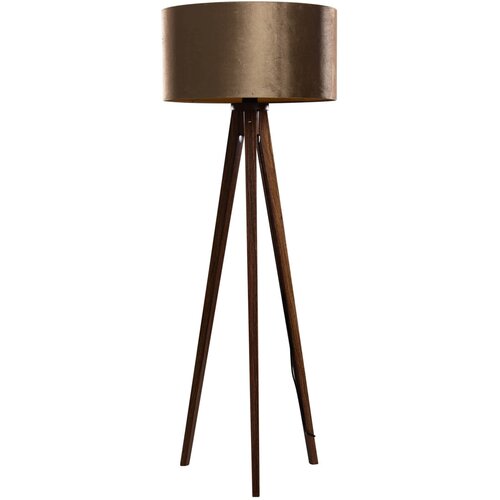 QAZQA Stoječa svetilka na treh nogah, orehov les z bronastim žametnim odtenkom 50 cm - Tripod Classic Cene