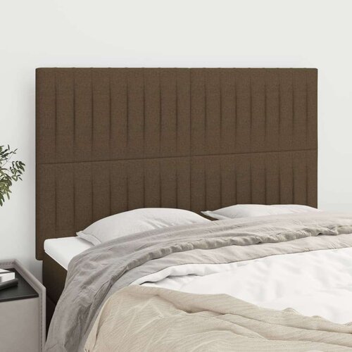  Posteljno vzglavje 4 kosa temno rjav 72x5x78/88 cm blago, (20933661) Slike