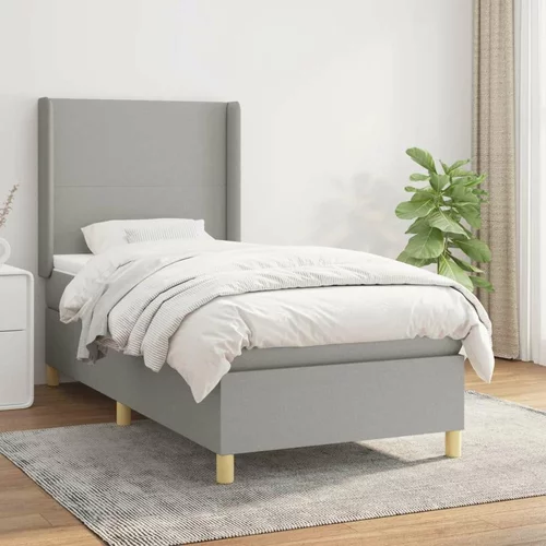  Box spring postelja z vzmetnico svetlo siv 100x200 cm blago, (20789987)