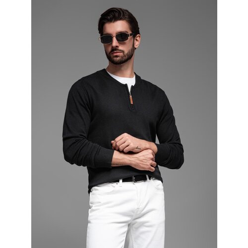 Ombre Men&amp;#039;s knitted sweater with structured dots - navy blue Slike