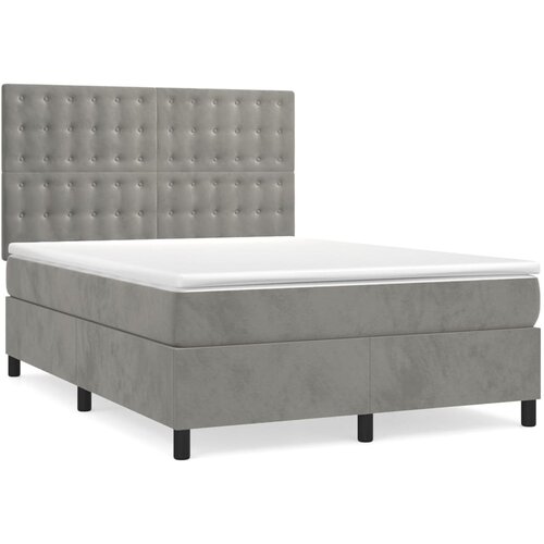 Maison Chic Box spring postelja - Vzmetna postelja z vzmetnico svetlo siva 140x200 cm žamet SL15681, (21904002) Cene