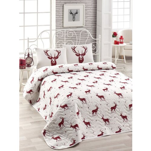  geyik - claret red claret redwhite double bedspread set Cene