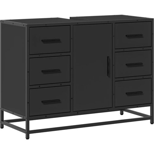 Maison Chic Kopalni&amp;scaron;ka omarica za umivalnik - Umivalni&amp;scaron;ka omarica črna 80x33x60 cm inženirski les, (21758868) Slike