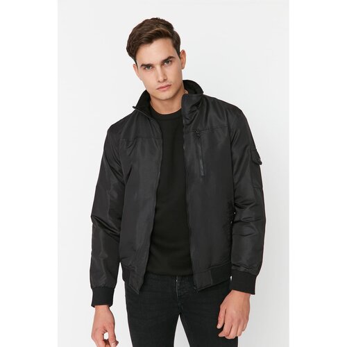 Trendyol Black Men Regular Fit Stand Up Collar Fleece Coat Slike