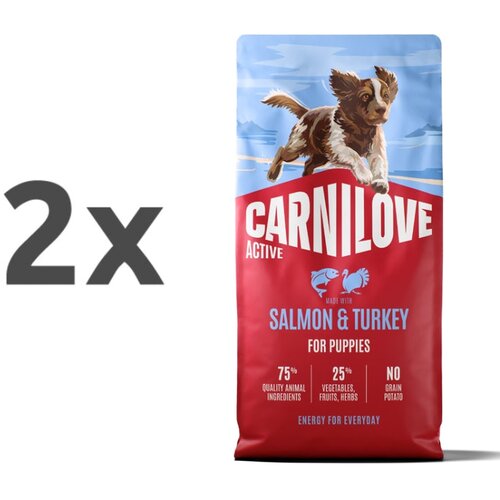 Carnilove Dog Active Puppy, briketi - losos in puran 2 x 12 kg Cene