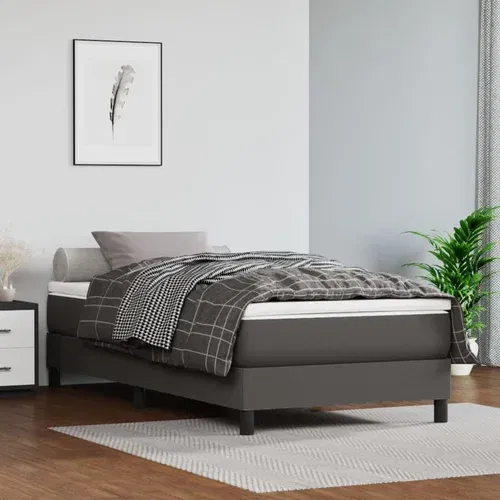 vidaXL Krevet s oprugama i madracem sivi 100x200 cm od umjetne kože