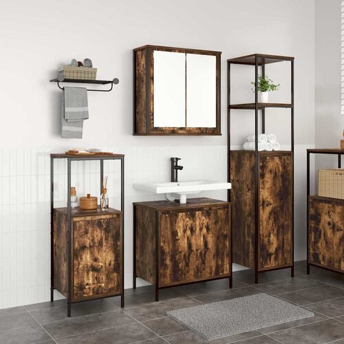  Set namje&scaron;taja za kupaonicu Zidne 3 pcs Dimnjeni hrast i crna Cijene