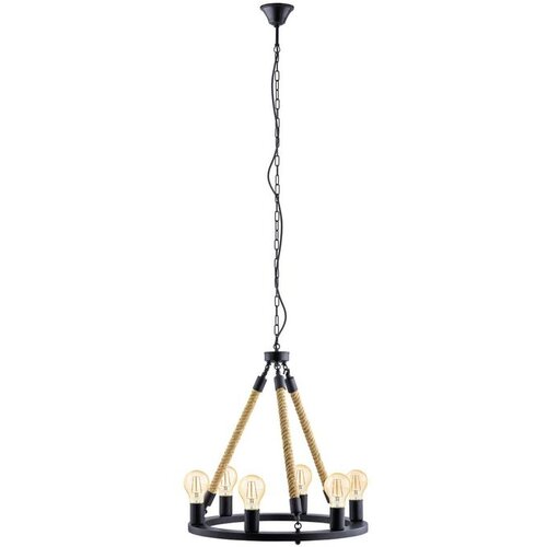 Eglo Findlay luster 6xE27, &amp;Oslash;56 cm, crna/konop, 49694 Slike