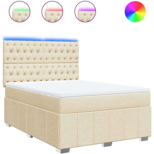 vidaXL Box spring postelja z vzmetnico krem 140x200 cm blago Cene