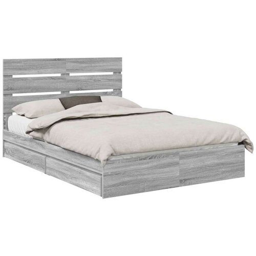  Krevet s od storage Siva Sonoma 150 x 200 cm Konstruirano drvo Slike