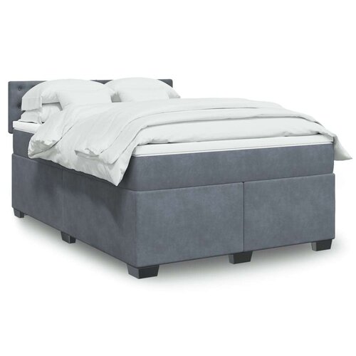 vidaXL Box spring postelja z vzmetnico temno siva 140x200 cm žamet Cene