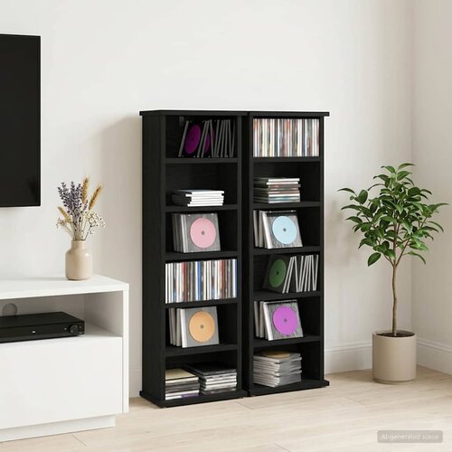 Cd ormar 2 kom. Crni hrast 60 x 17 x 92 cm Konstruirano drvo Cene