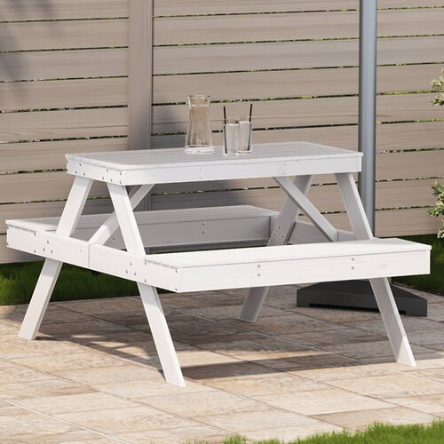 vidaXL Piknik miza bela 105x134x75 cm trdna borovina Cene
