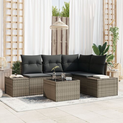 VidaXL 4 Dijelni Vrtni Sofa Set s Jastučićima Siva Poli Ratan Slike