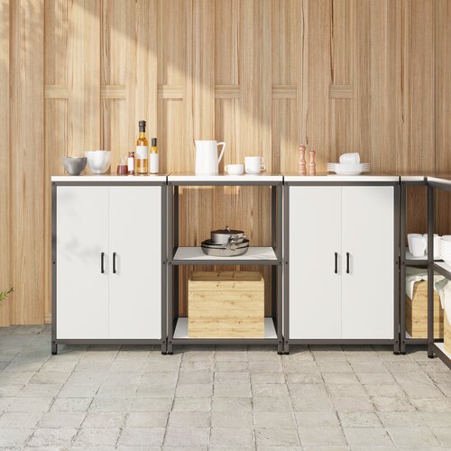 VidaXL Kuhinjski set za pohranu 3 pcs Bijela 180 x 50 x 92 cm Slike
