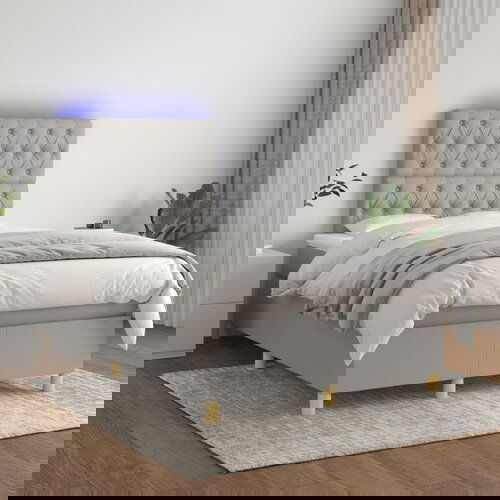 The Living Store Box spring postelja z vzmetnico LED sv. siva 120x200 cm blago - Box Spring Postelja, (21519490) Cene