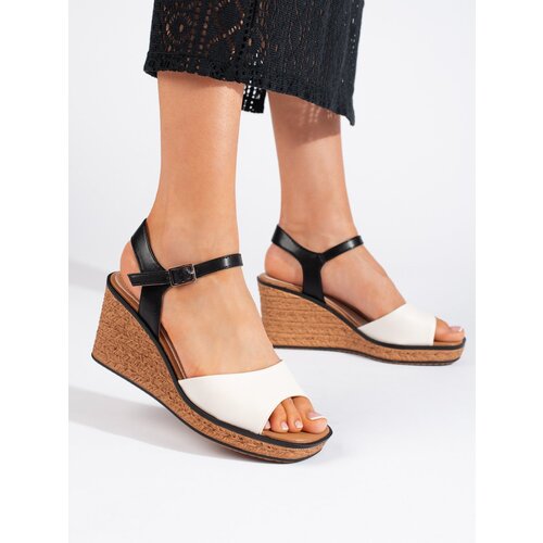 Sergio Leone Women's white wedge sandals by Cene
