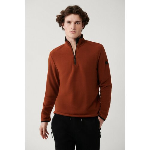Avva Men's Tile Fleece Sweatshirt High Neck Cold Resistant Half Zipper Regular Fit Cene