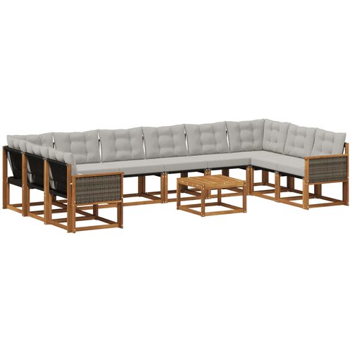vidaXL Zunanja garnitura za sedenje 11 pcs Naravna in svetlo siva, (5000280963) Cene