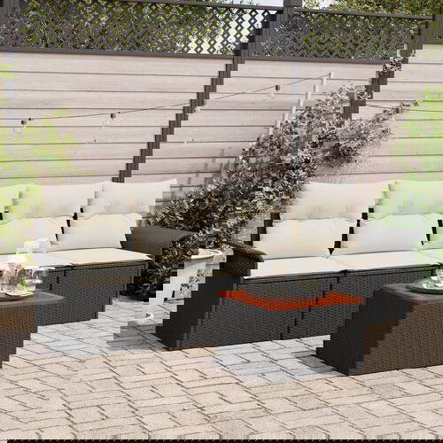 vidaXL 5-dijelni set vrtne sofe s jastučićima Crna Poliratan Akacija Cijene