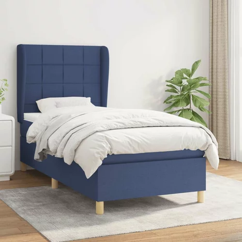  Box spring postelja z vzmetnico modra 90x190 cm blago, (20897202)