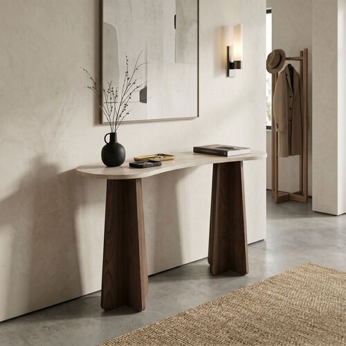 Hanah home komoda Zen, 120 cm, travertin / orah Slike