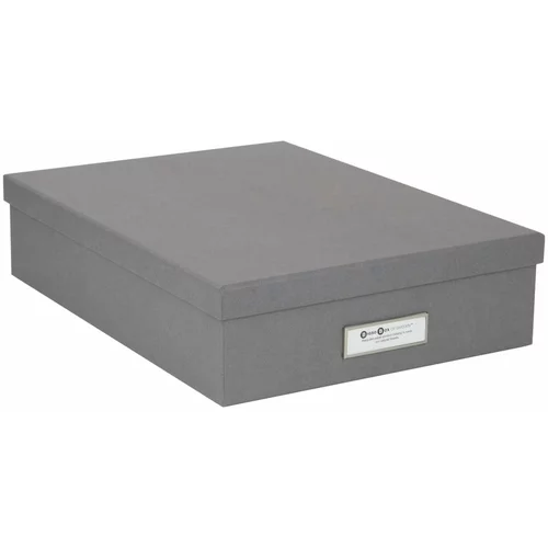 Bigso Box of Sweden Siva škatla za shranjevanje dokumentov Bigso, velikost A4, z etiketo z imenom