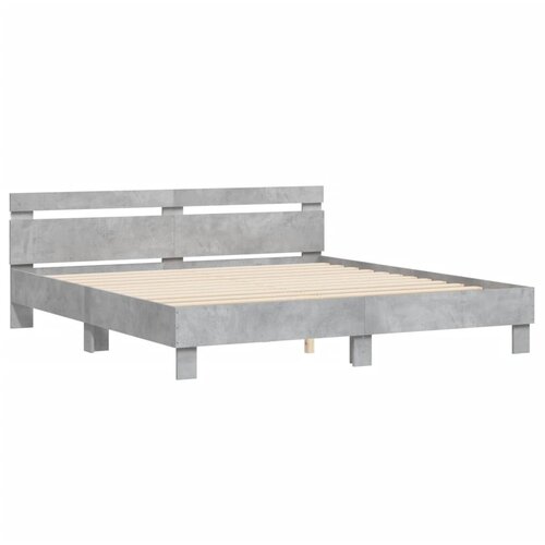  Okvir za krevet s uzglavljem i LED siva boja betona 180x200 cm Slike