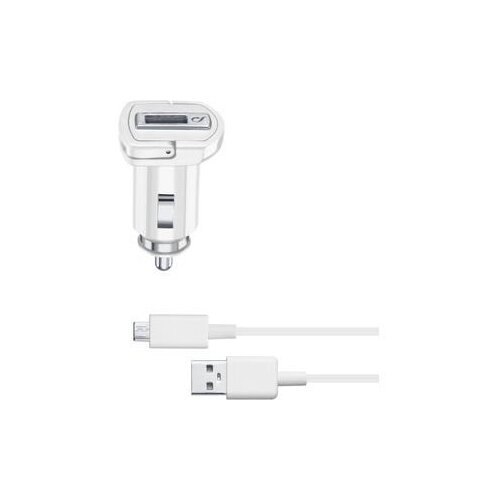 Cellular Line Auto punjač 5W, MicroUSB 100cm, bijeli Slike