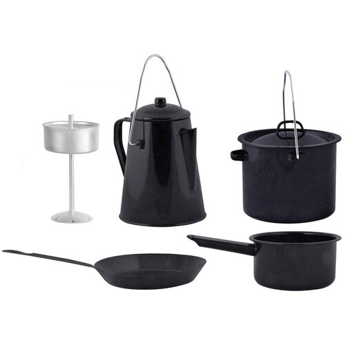 Esschert Design 4-delni komplet posode za kuhanje na ognju črn FF215 Slike