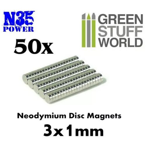 Green Stuff World neodymium magnets 3x1mm - set x50 (N52) Cene