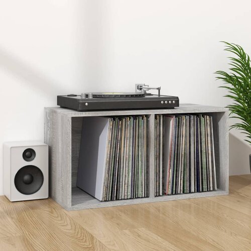  Kutija za pohranu vinilnih ploča siva 71 x 34 x 36 cm drvena Slike