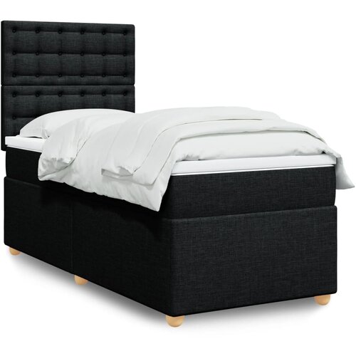 vidaXL Box spring postelja z vzmetnico črna 90x200 cm blago Cene