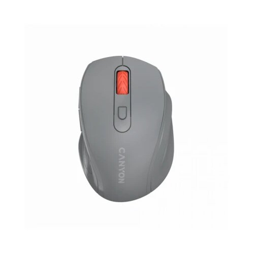 Canyon 6 buttons wireless 2.4Ghz mouse, MX8650A sensor, dpi up to 1600,Injection case, 3 m life times left and right switches, 2xAAA battery, abs material. size: 105x71x40mm, weight: 59g, dark grey Slike