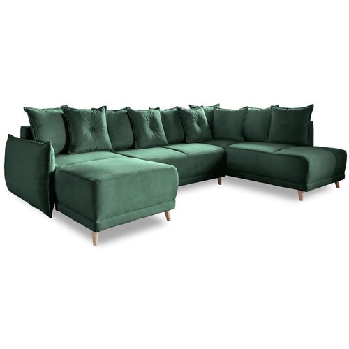 Miuform Zelena sklopiva kutna garnitura od samta (s desnim kutom/u obliku slova &amp;quot;U&amp;quot;) Lazy Lukka &amp;ndash; Slike