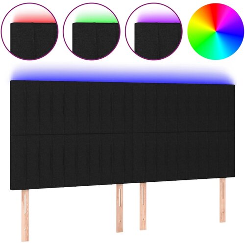  LED uzglavlje crno 160x5x118/128 cm od tkanine Slike