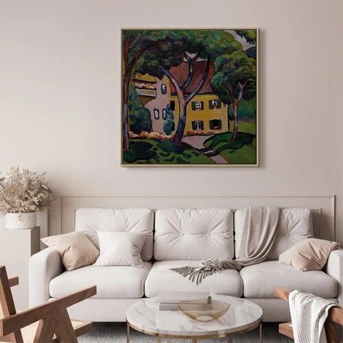  Slika - August Macke &amp;ndash; Staudacherhaus in Tegernsee 60x60 U prirodnom drvenom okviru Slike