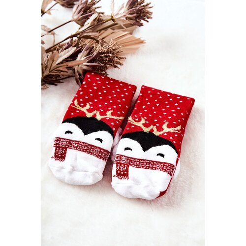 Kesi Christmas Penguin Socks Red Slike