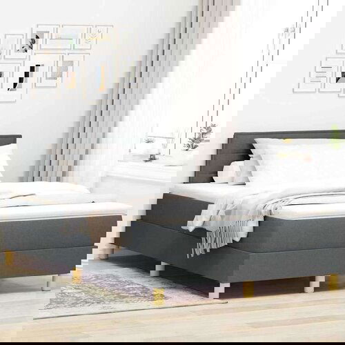  Krevet s podijem s madracem i LED tamno sivi 120x200 cm tkanina Slike