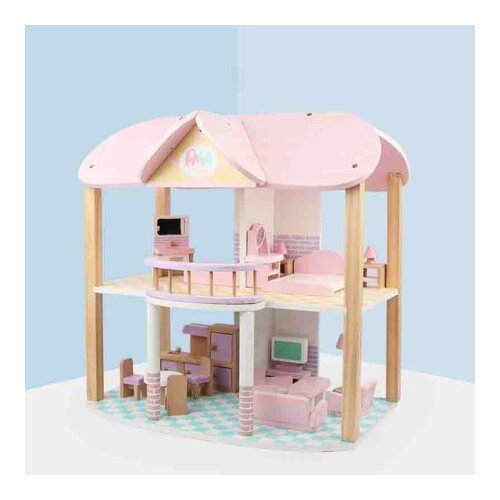 Premium Stil Dečja drvena kućica sa name&amp;scaron;tajem - roze MSN19029 ( 14608 ) Slike