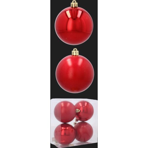 Molarem Home Set od 4 kuglice za božićno drvce &amp;ndash; 8 cm, crvena Slike