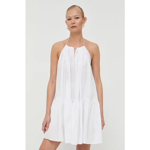 Patrizia Pepe Pamučna haljina boja: bijela, mini, širi se prema dolje