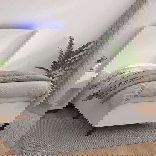  Box spring postelja z vzmetnico LED bel 100x200 cm umetno usnje, (20789496) Slike