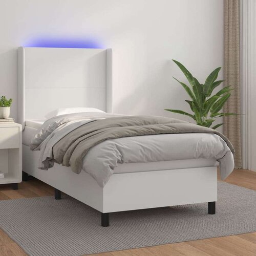  Box spring s madracem LED bijeli 100x200 cm umjetna koža Slike