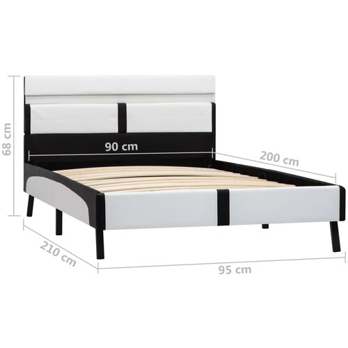  Okvir za krevet od umjetne kože LED bijelo-crni 90 x 200 cm Slike