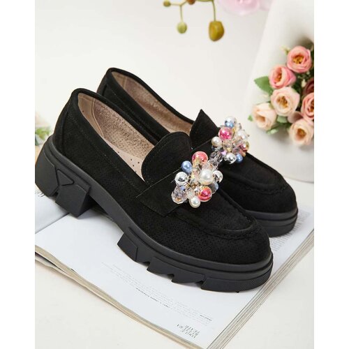 Resti Black women's moccasins with colorful Glam crystals Cene