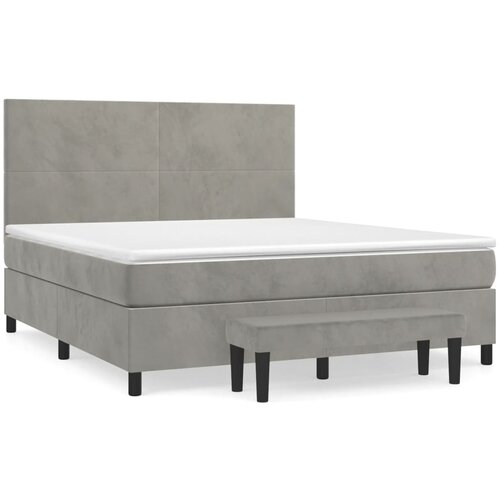 VidaXL Box spring postelja z vzmetnico svetlo siva 180x200 cm žamet, (20999322) Slike