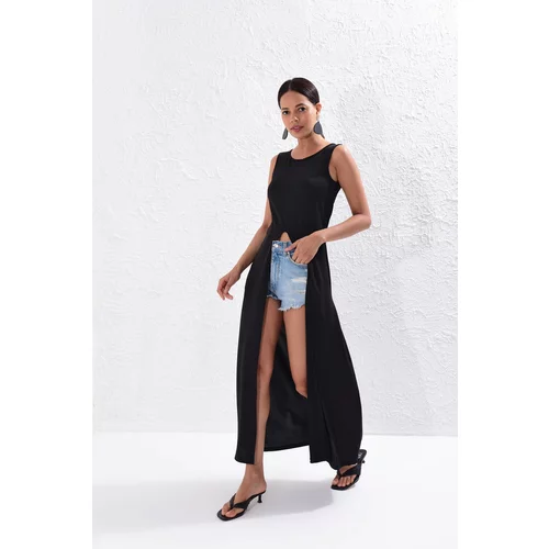 Cool & Sexy Women's Black Long Tunic Dress YI1823