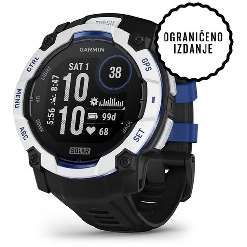 Garmin pametni sat Instinct 3 50 mm Solar, boja bijelog kamena, remen bijelo-plavi (Limited Edition) Cijene