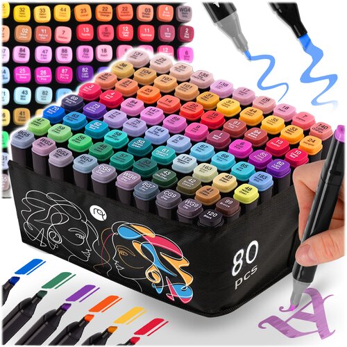 Nukido NK-912 Alcohol Markers Set with 80 Colors and Carrying Case, (21740223) Cene